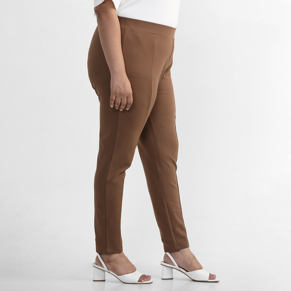 Tan Brown Plus Size 4-way Stretch Leggings