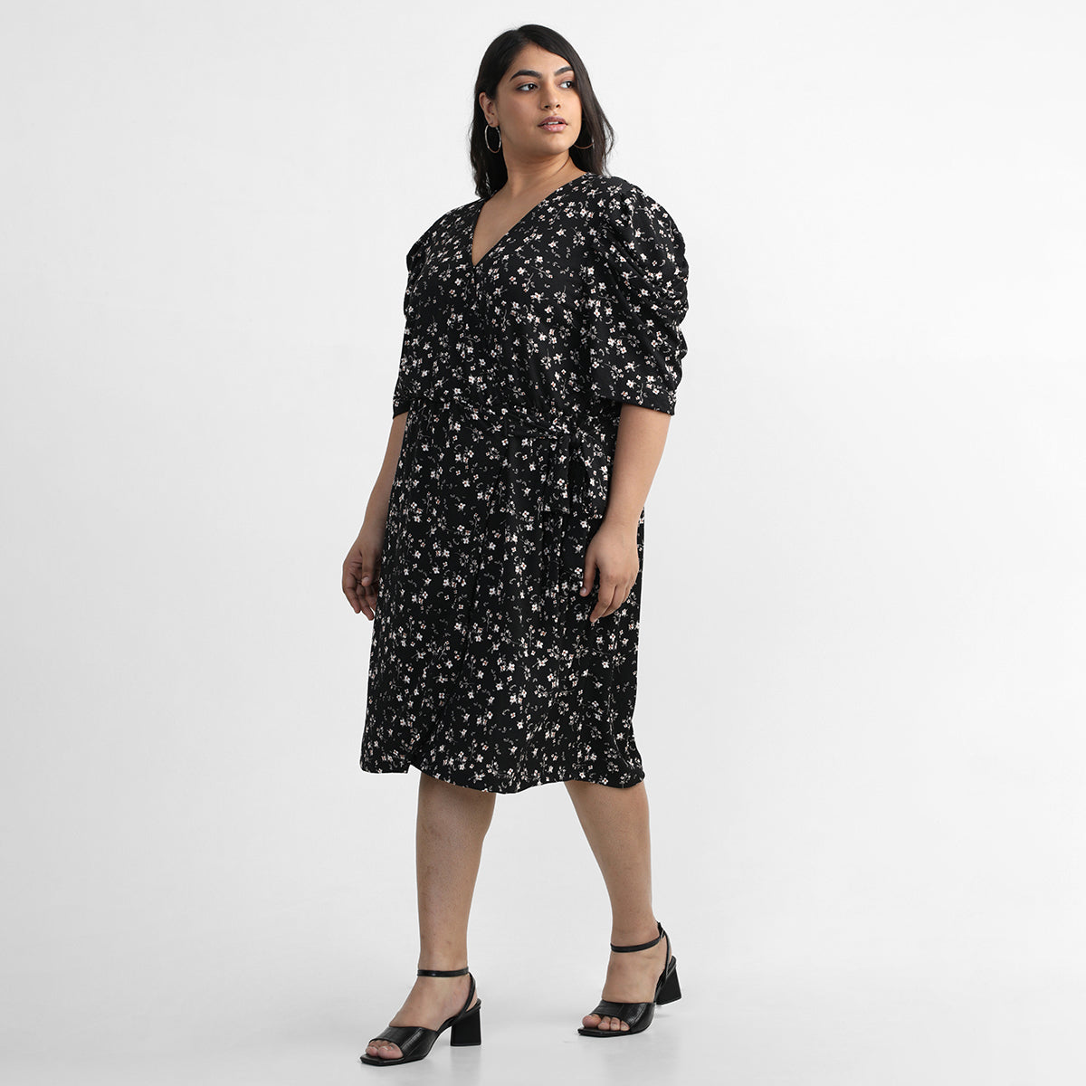 Black Jasmine Wrap Dress For Plus Size Women