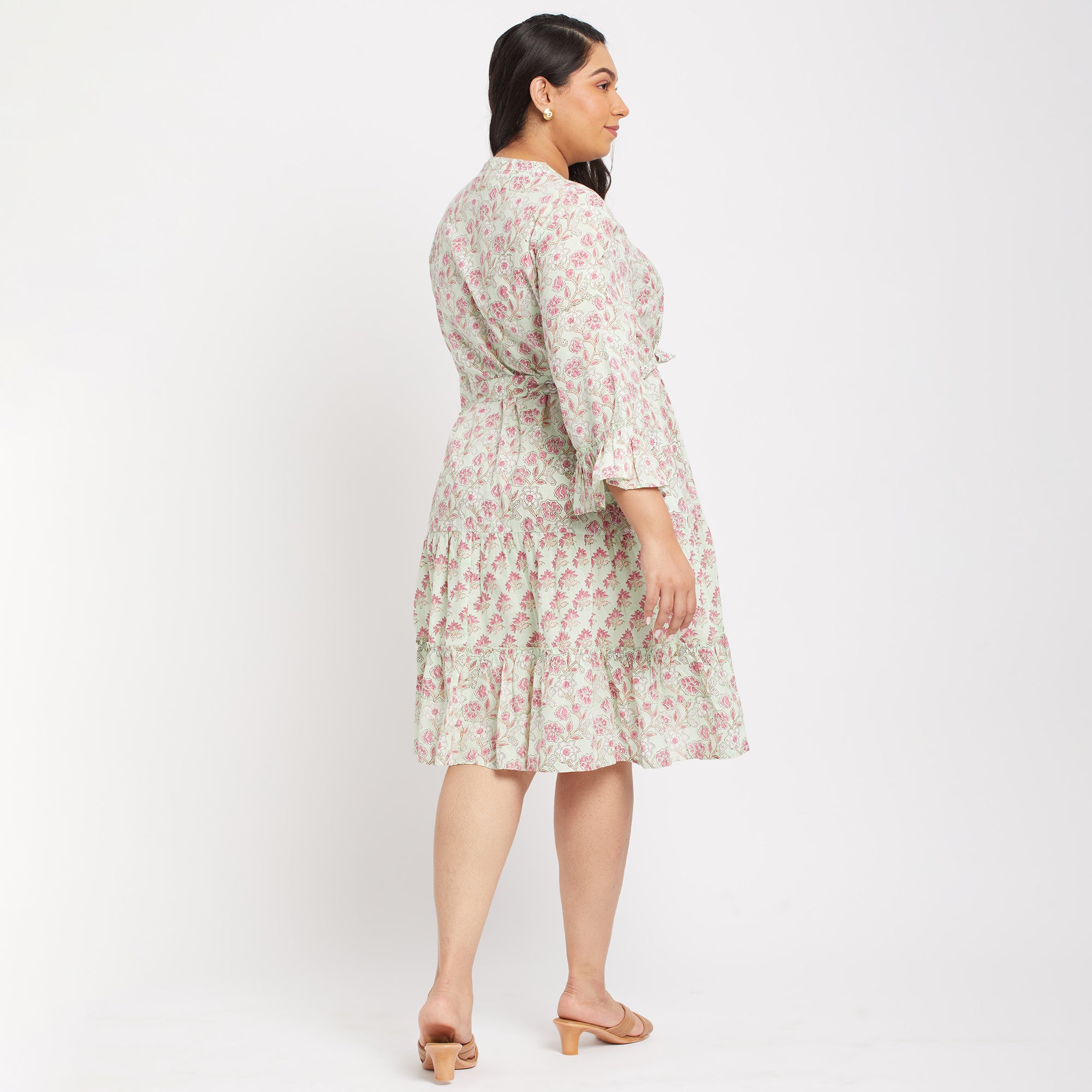 Green Floral Plus Size Tunic Dress