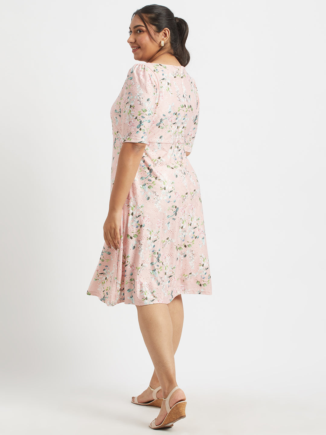 Blush Floral Dress For Plus Size Women