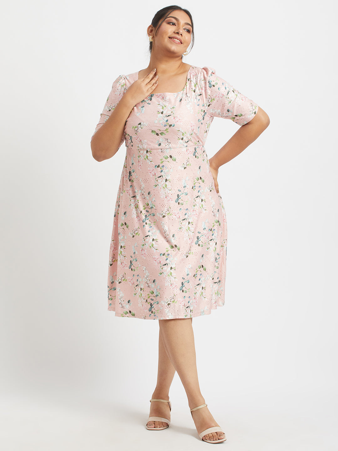 Blush Floral Dress For Plus Size Women