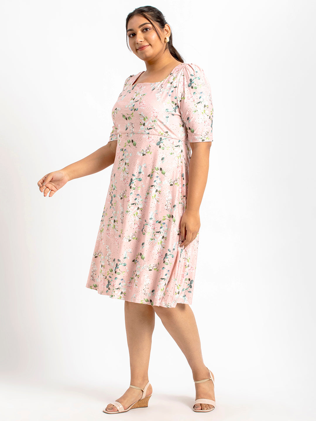 Blush Floral Dress For Plus Size Women