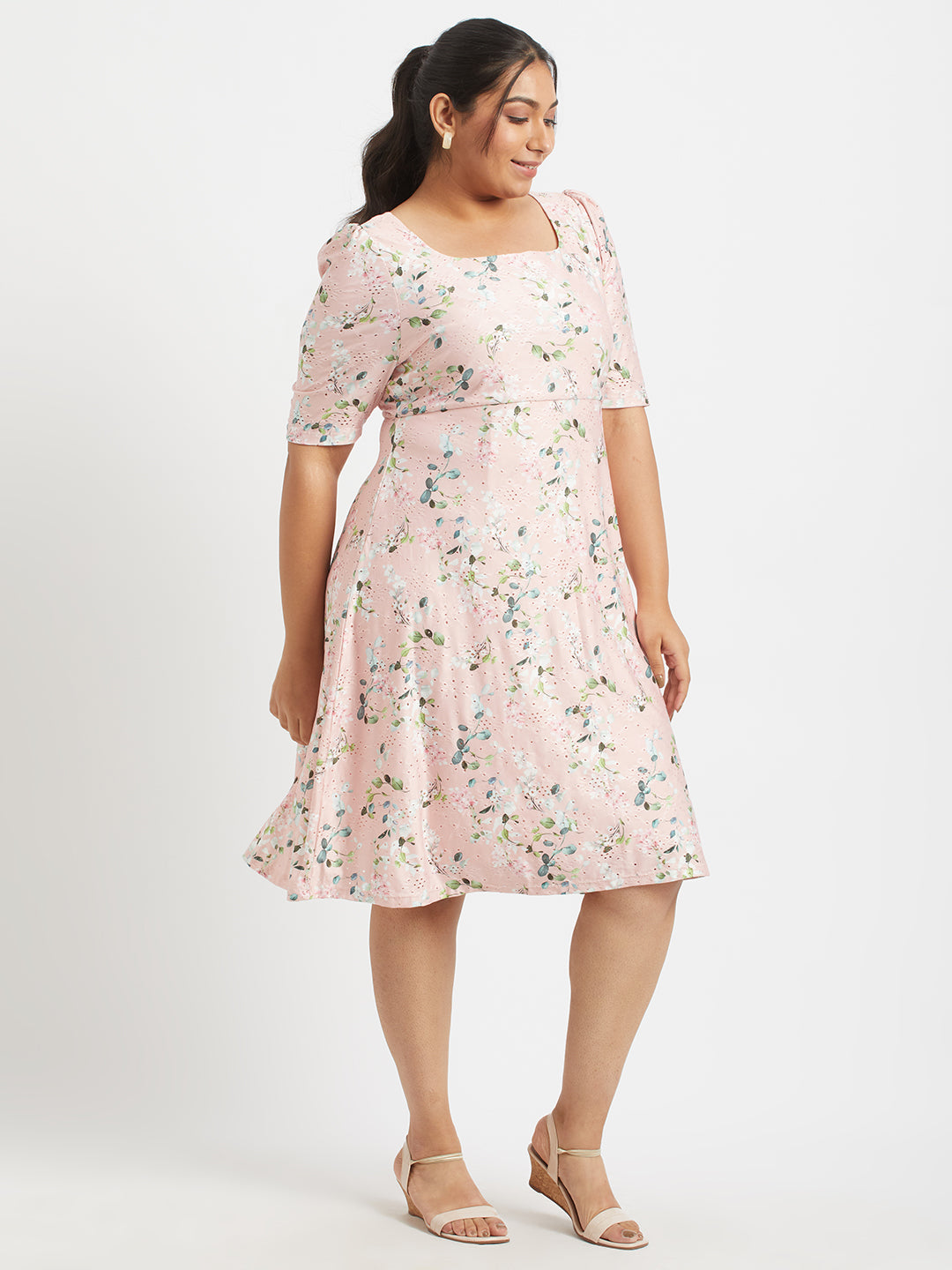 Blush Floral Dress For Plus Size Women