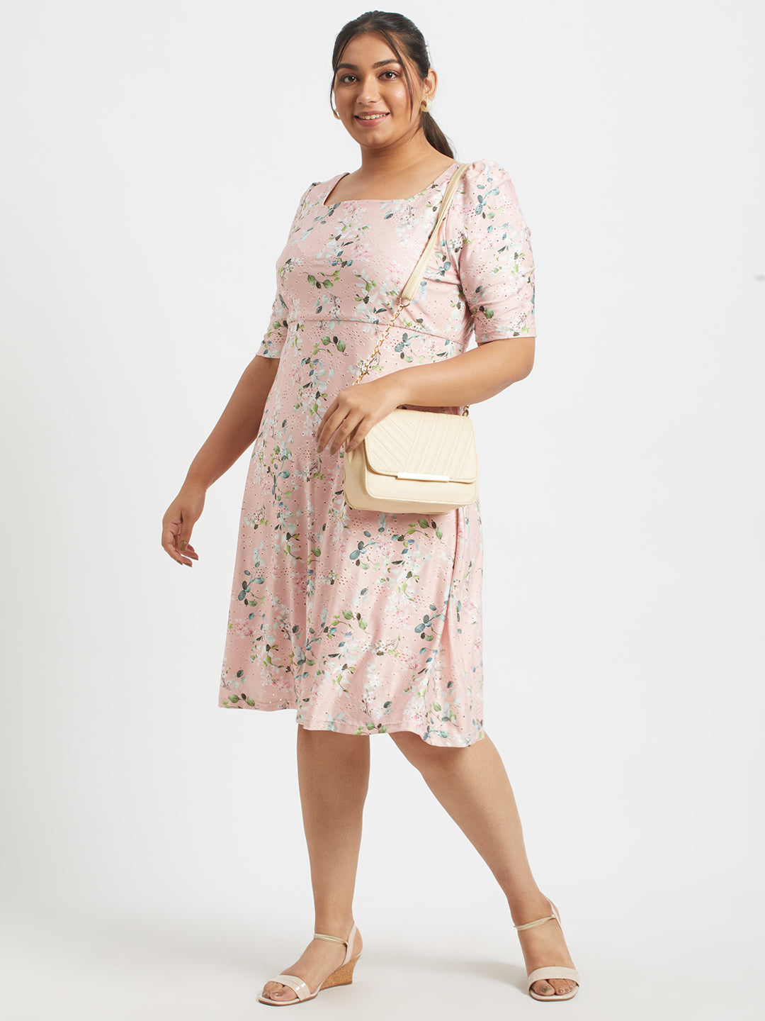 Blush Floral Dress For Plus Size Women