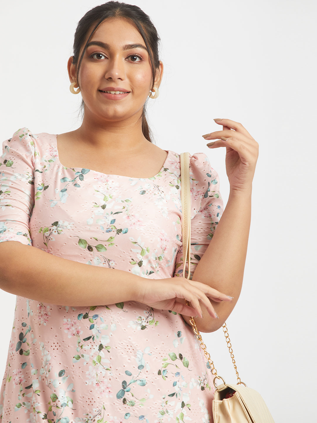 Blush Floral Dress For Plus Size Women