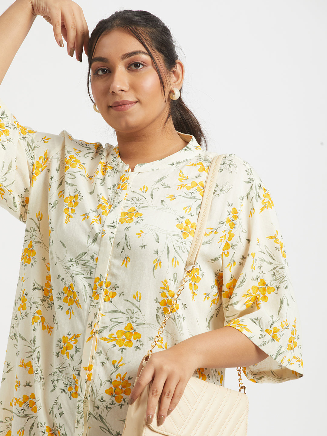 Plus Size Daffodils Shirt Dress 