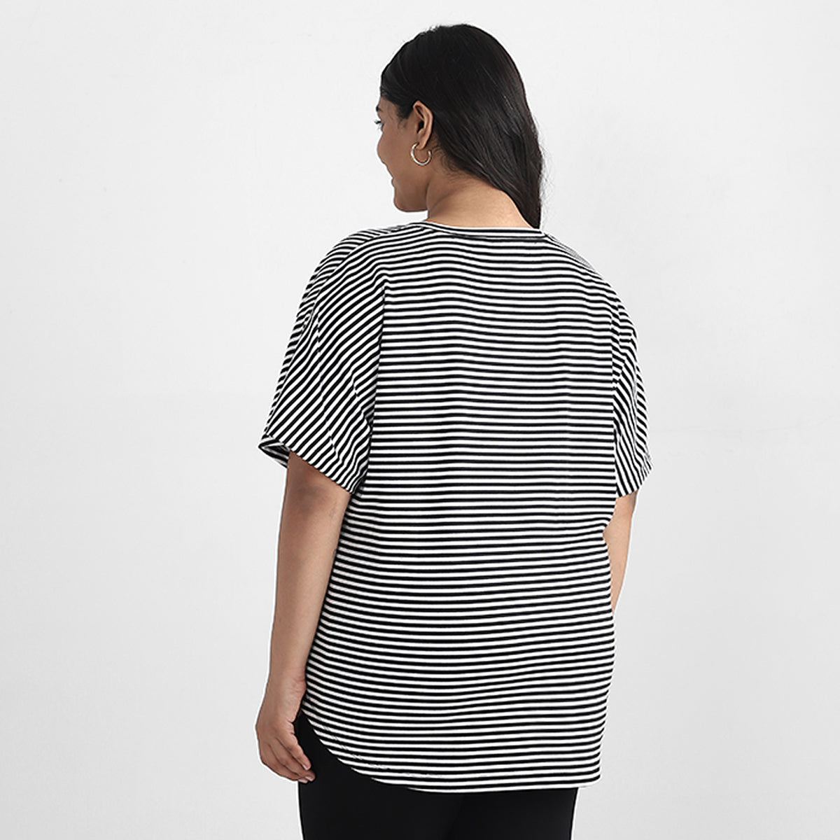 Monochrome Stripes Plus Size Tshirt