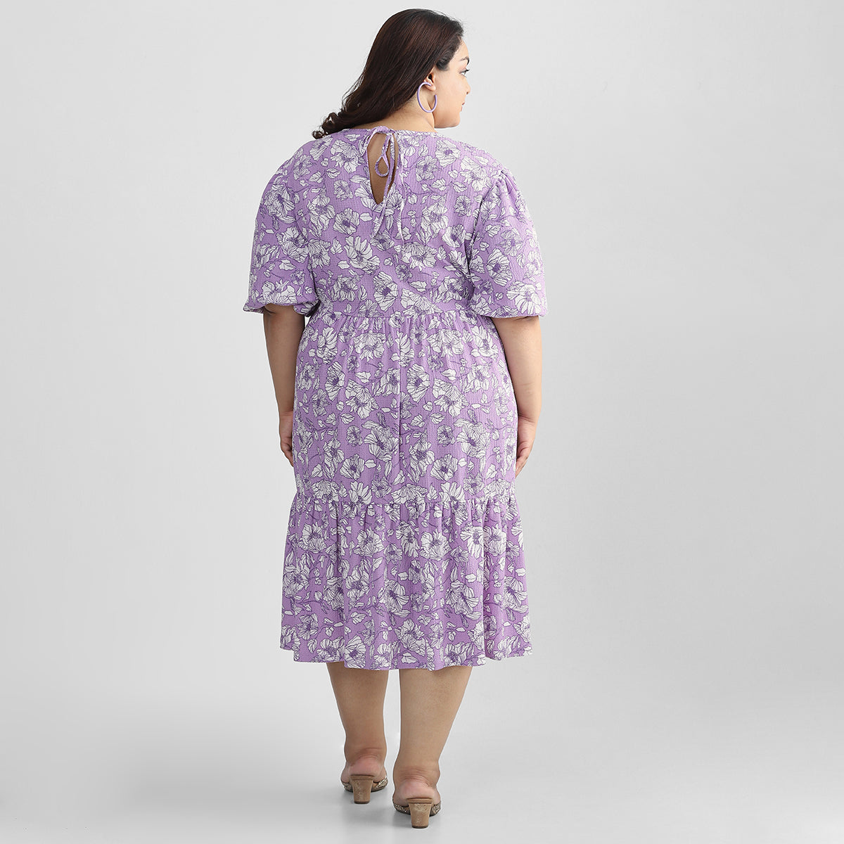 Plus Size Lavender Floral Mini Dress 