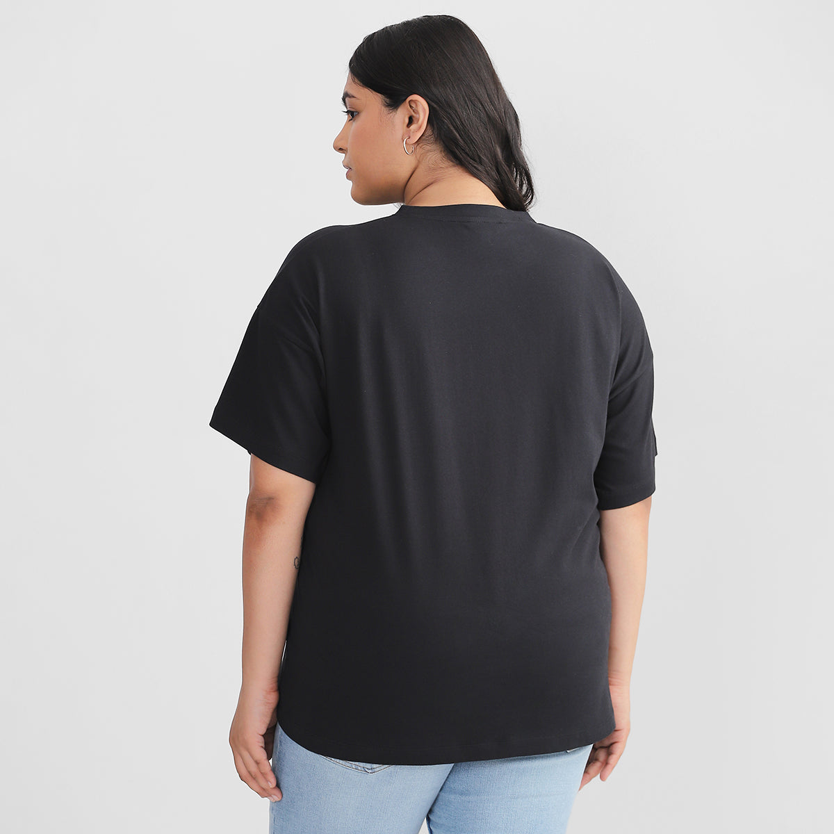 Rose Lips Black T-shirt For Plus Size Women