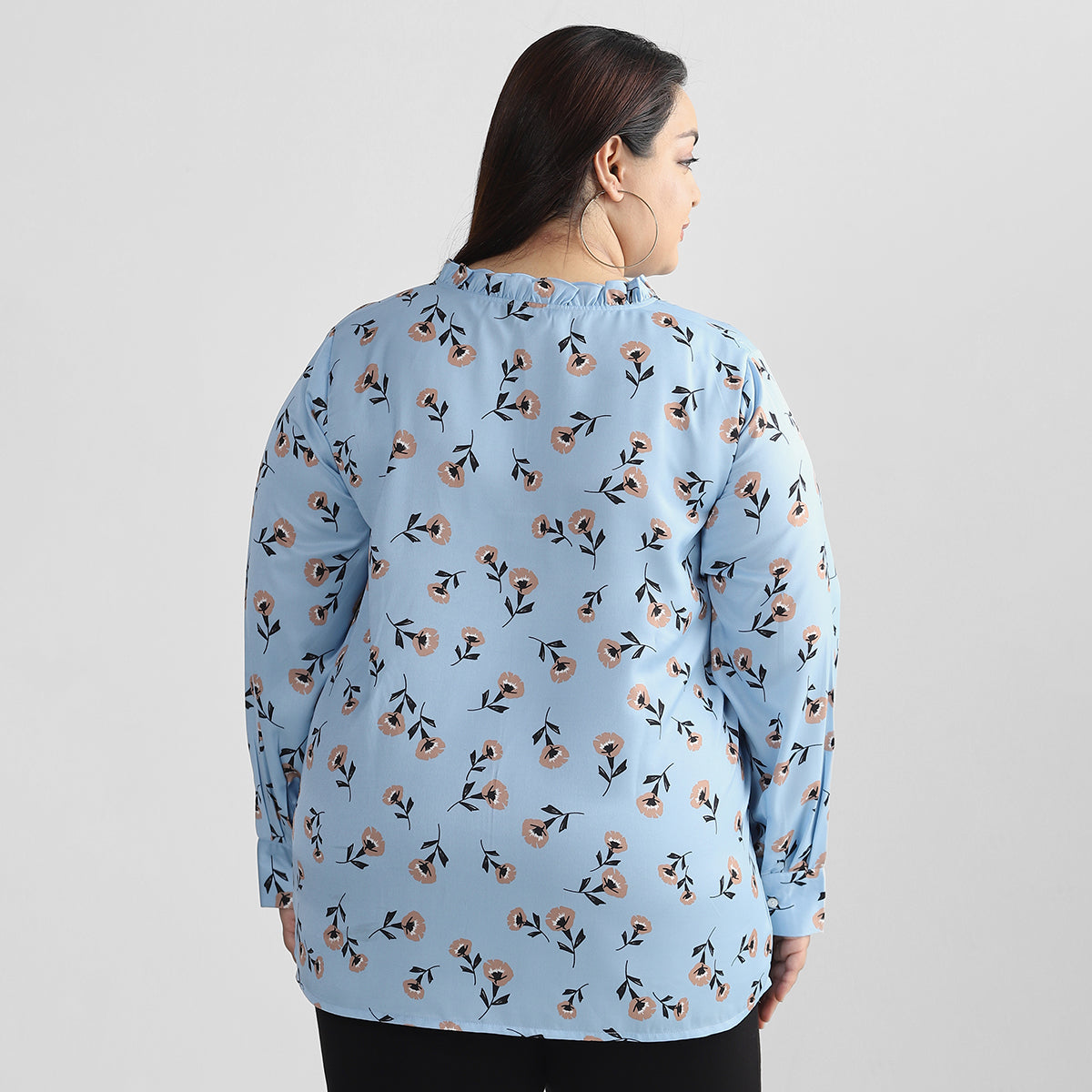 Blue Daisies Ruffle Shirt