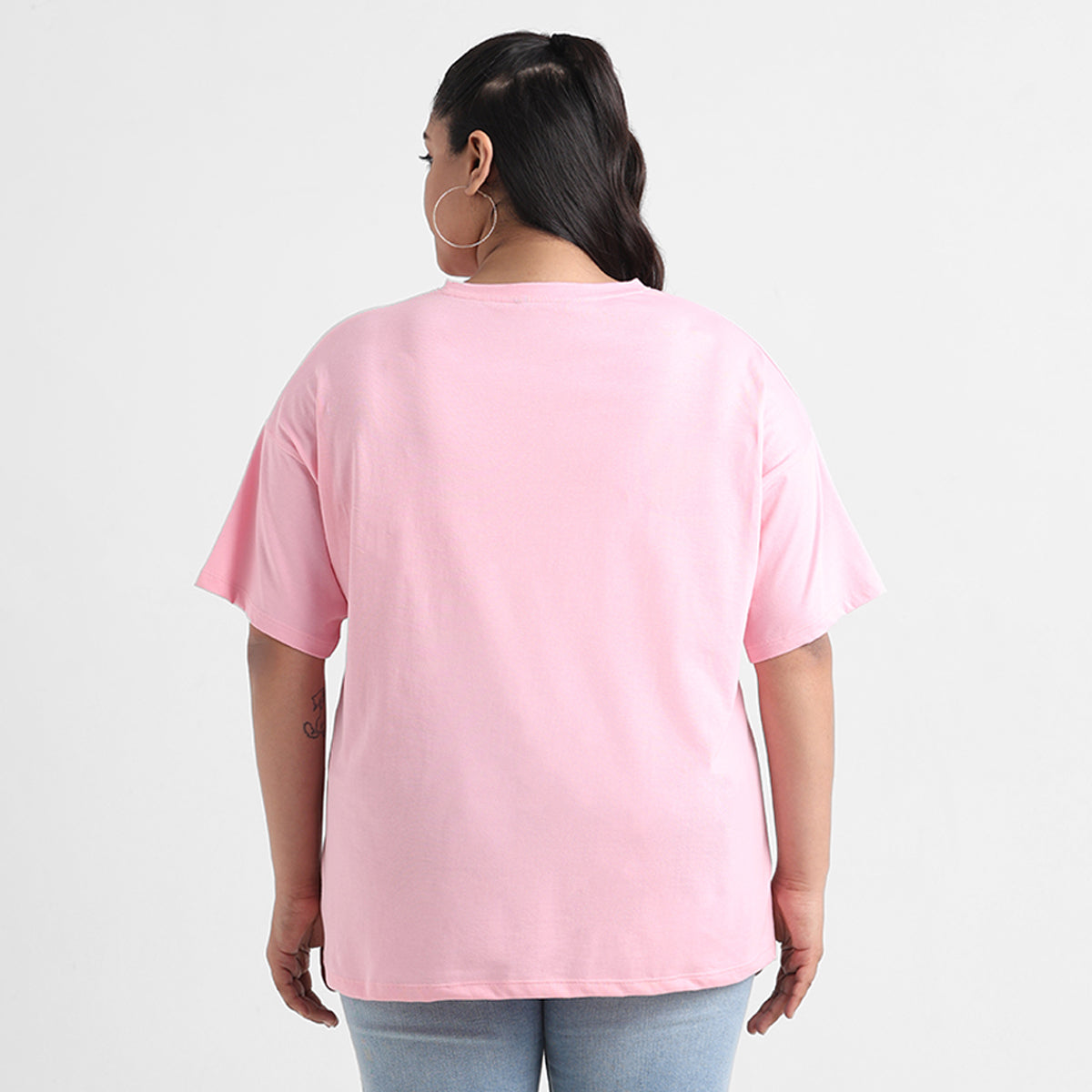 Pink city plus size chest print cotton tee