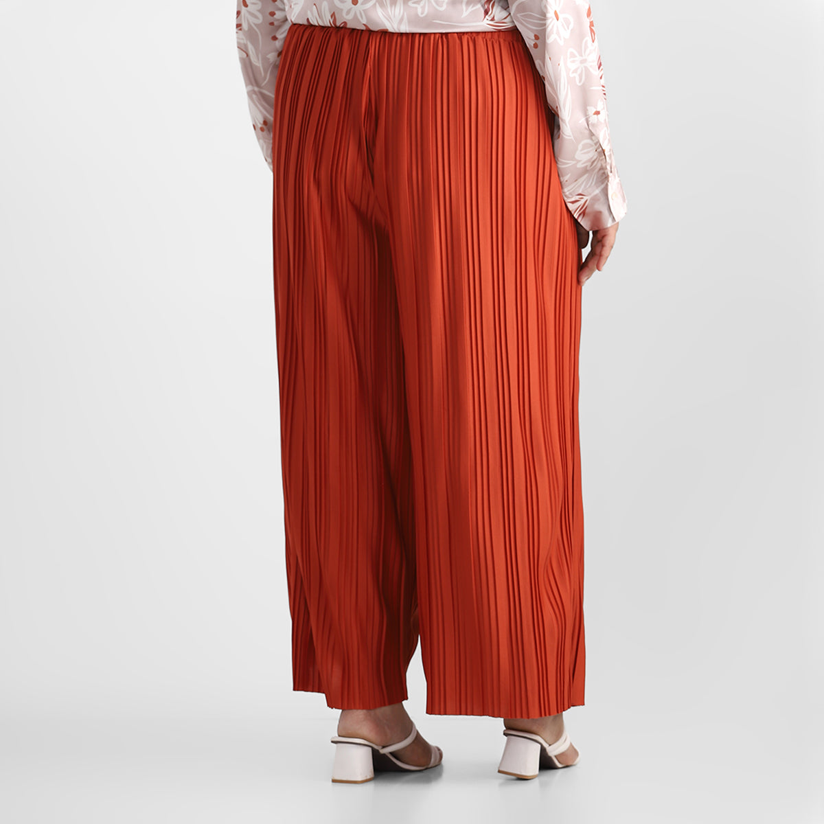 Crimson Pleated Plus Size Palazzo Pants