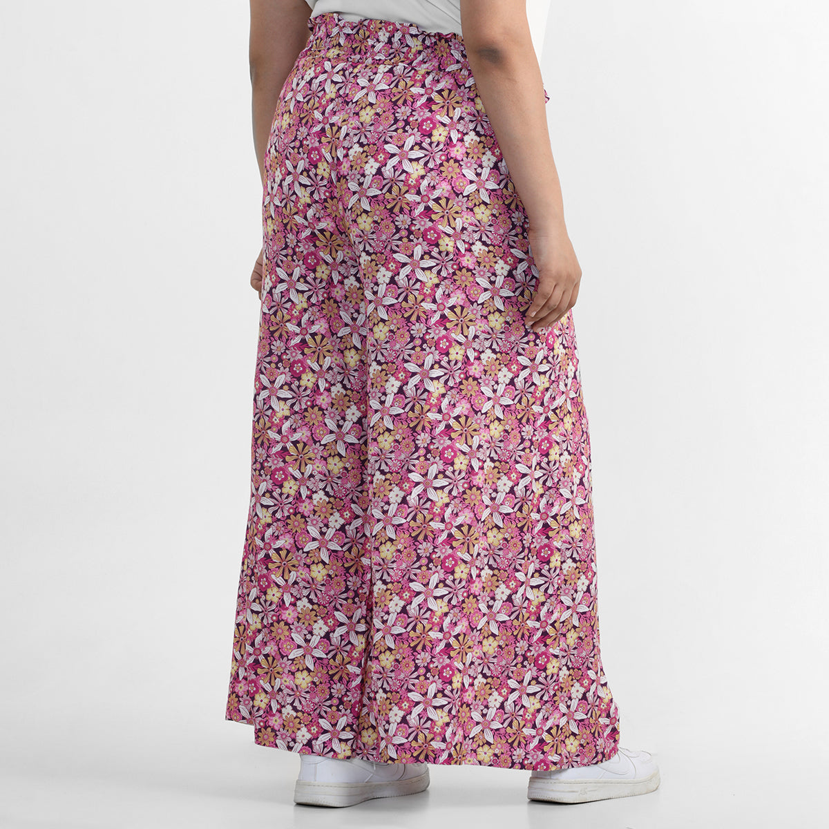Plus Size Indigo Marble Printed Flare Pants Online in India
