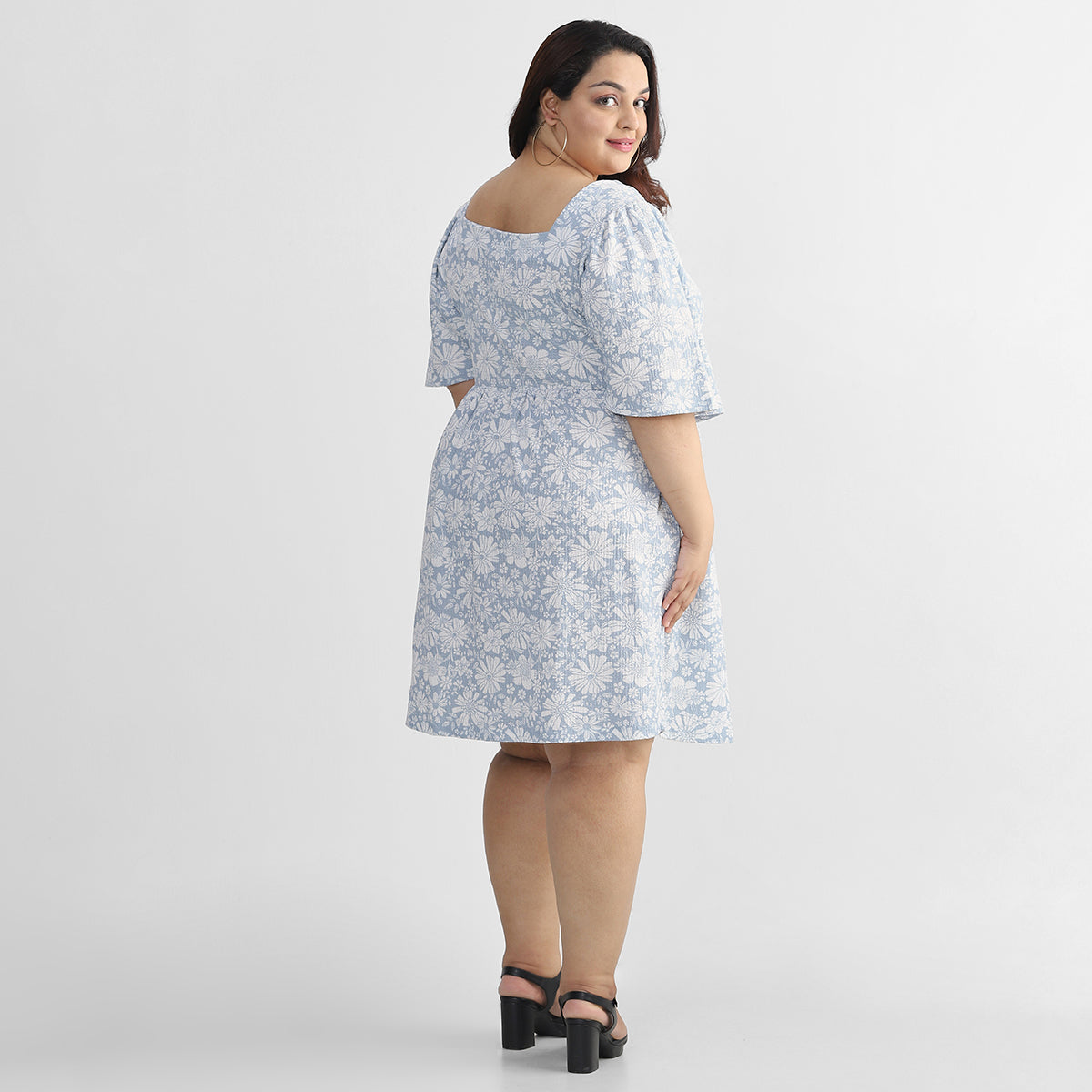 Plus Size Powder Blue Floral Dress 