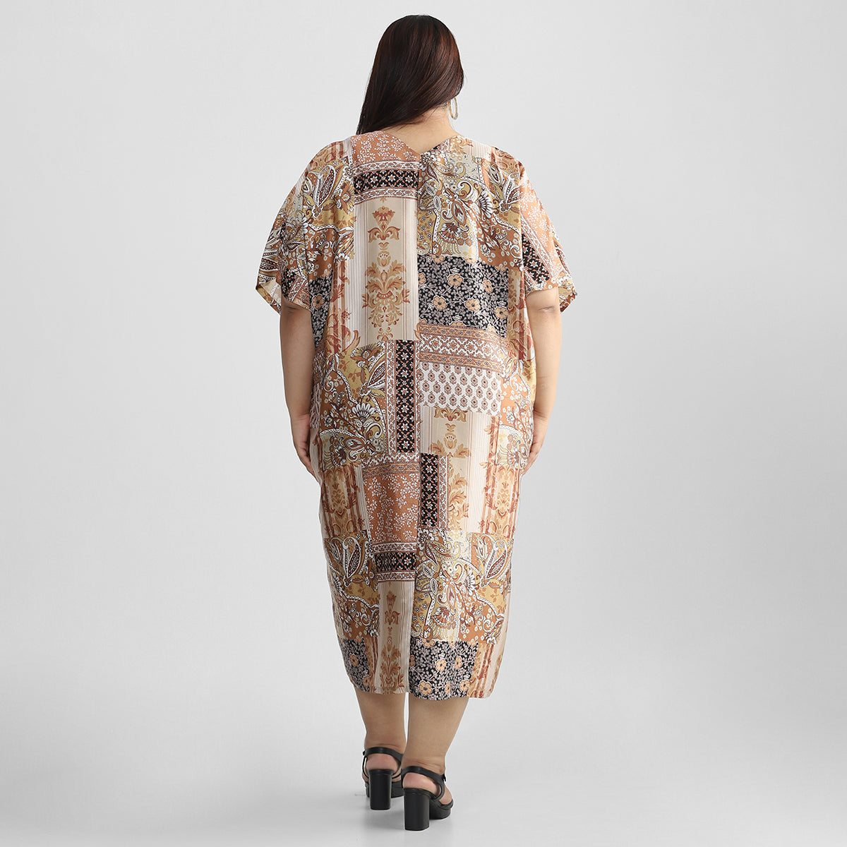 Plus Size Golden Patchwork Kaftan 