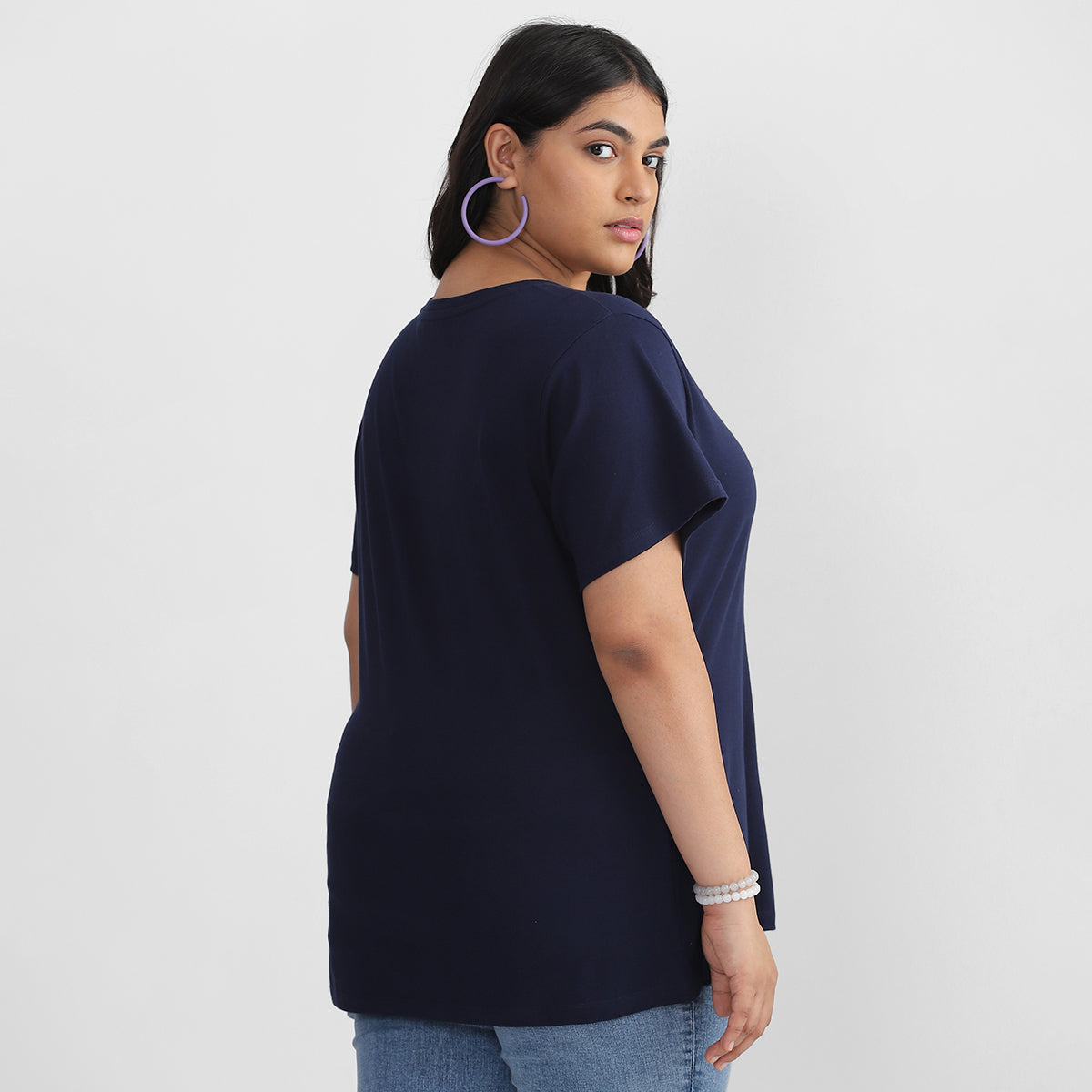 Plus Size Basic Navy T-shirt