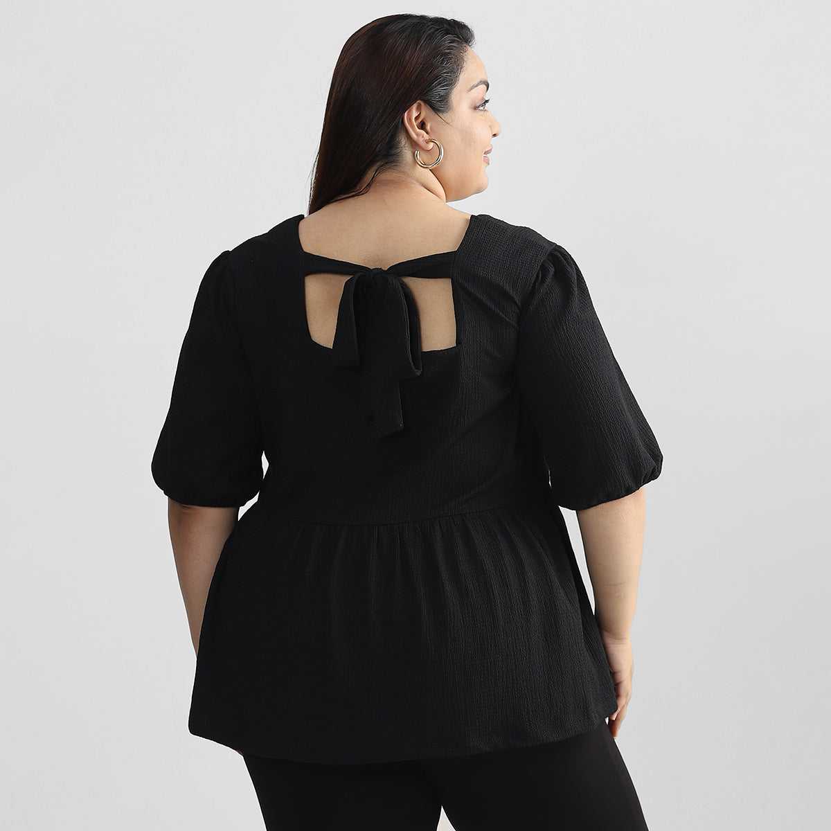 Simple Black Top For Plus Size Women