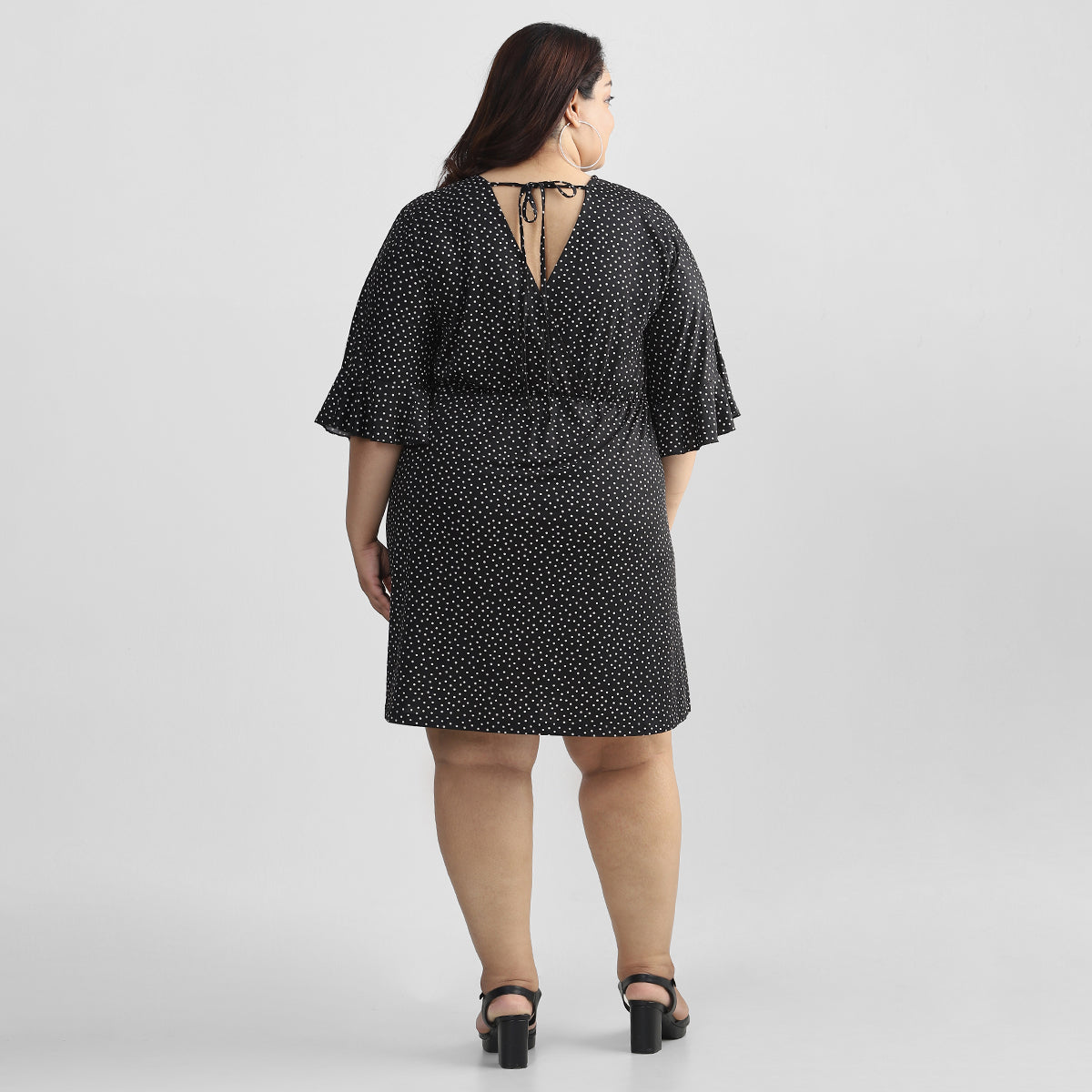 Plus Size Black Polka Dot Dress 