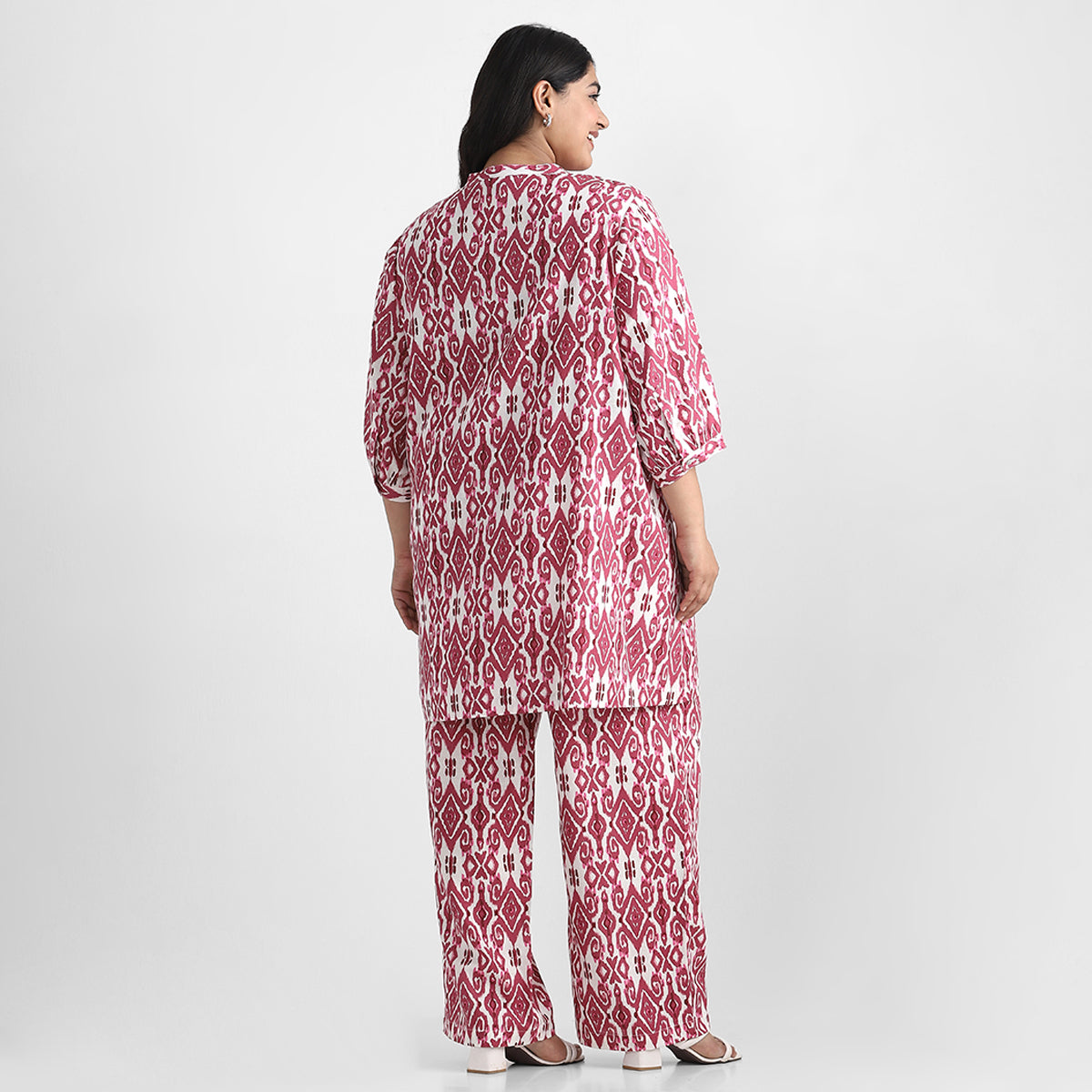 Ikat Print Cotton Plus Size Ethnic Co-ord Set