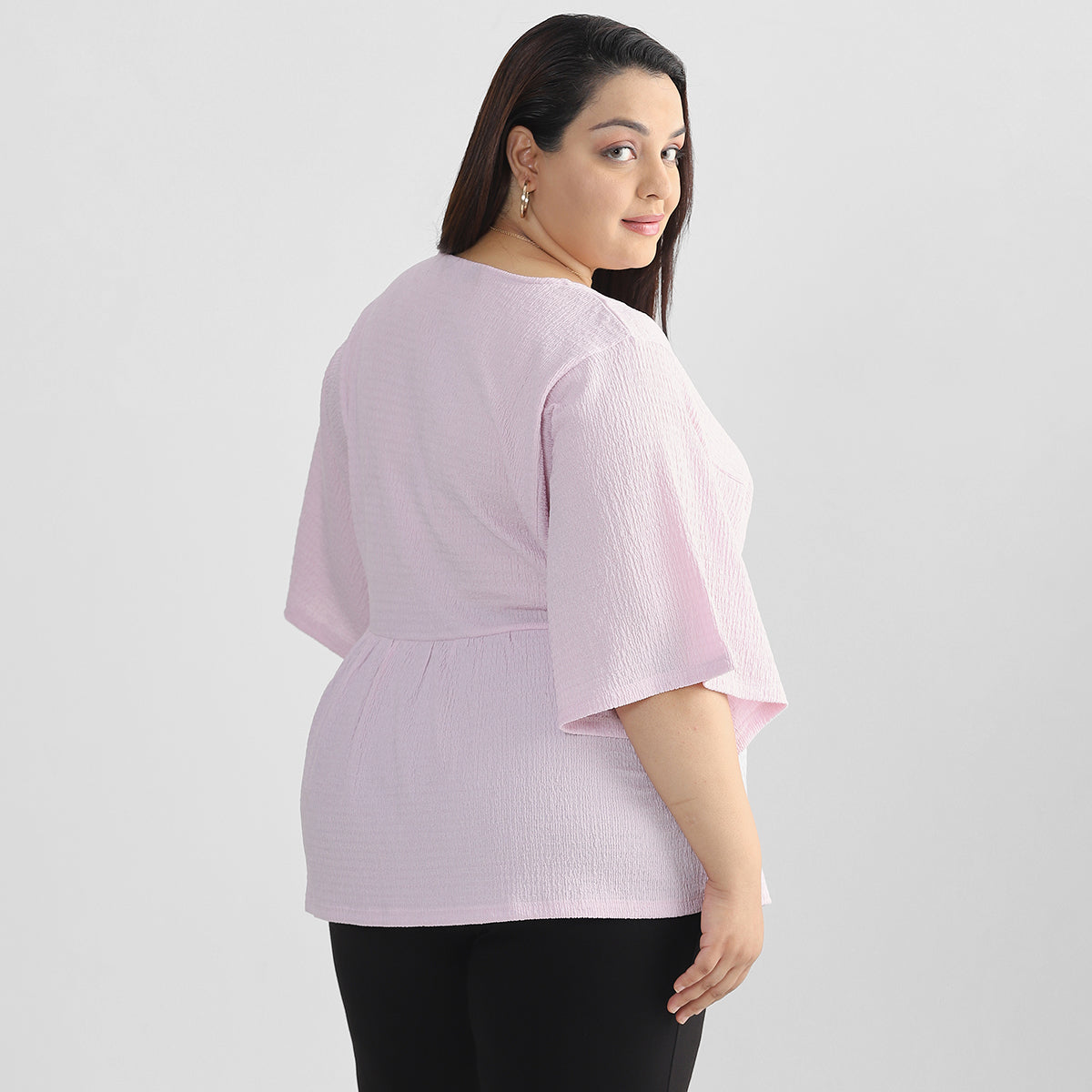 Plus Size Pink Wrap Top 