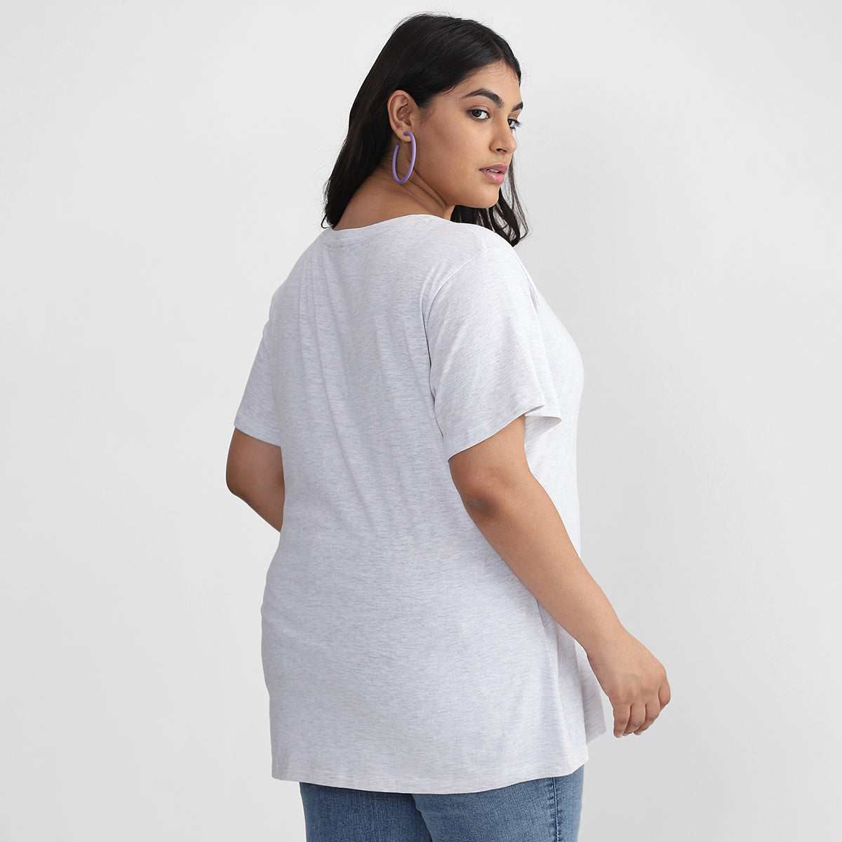 Plus Size Basic Melange white T-shirt 