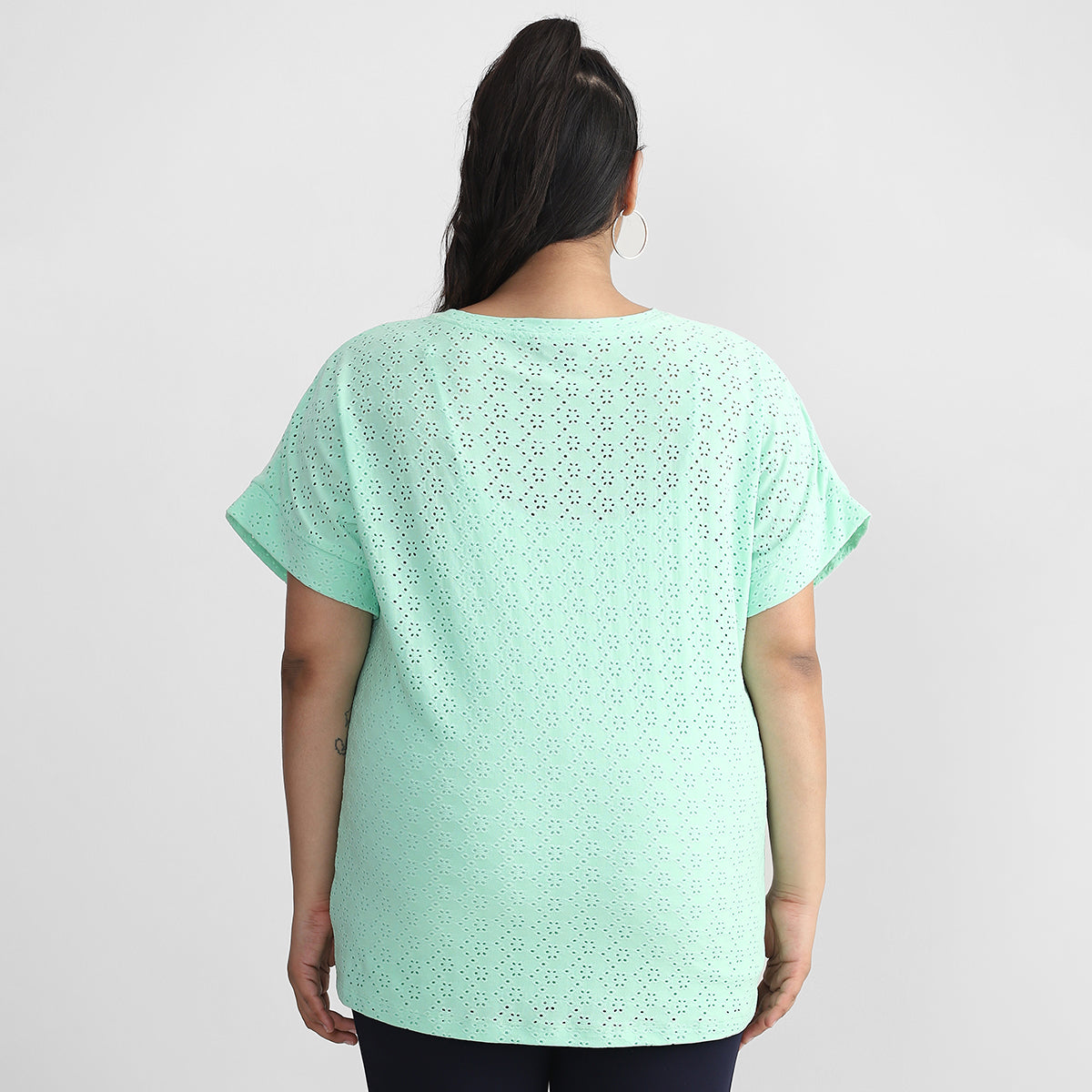 Plus Size Mint Cutwork top