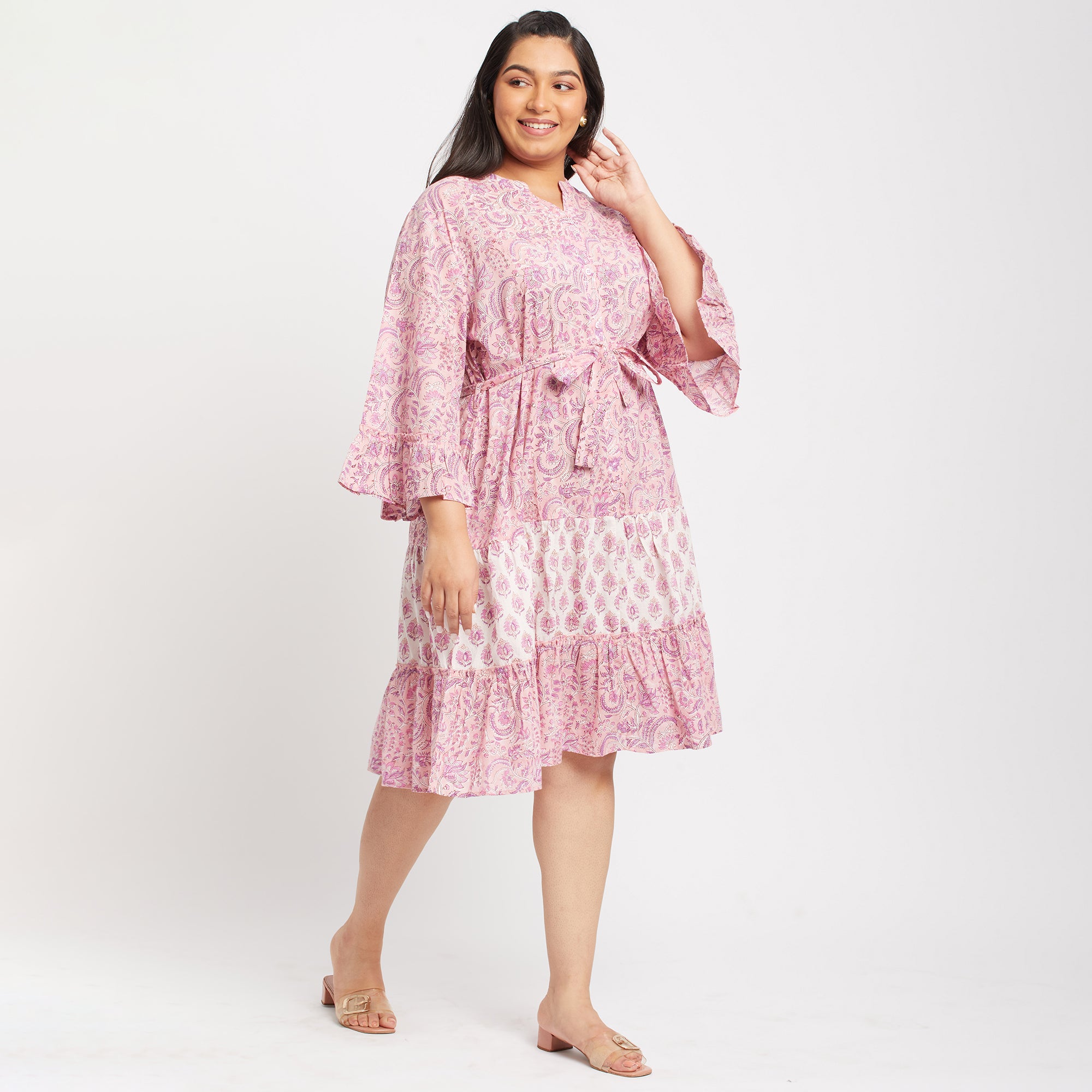 Printed Plus Size Tiered Dress