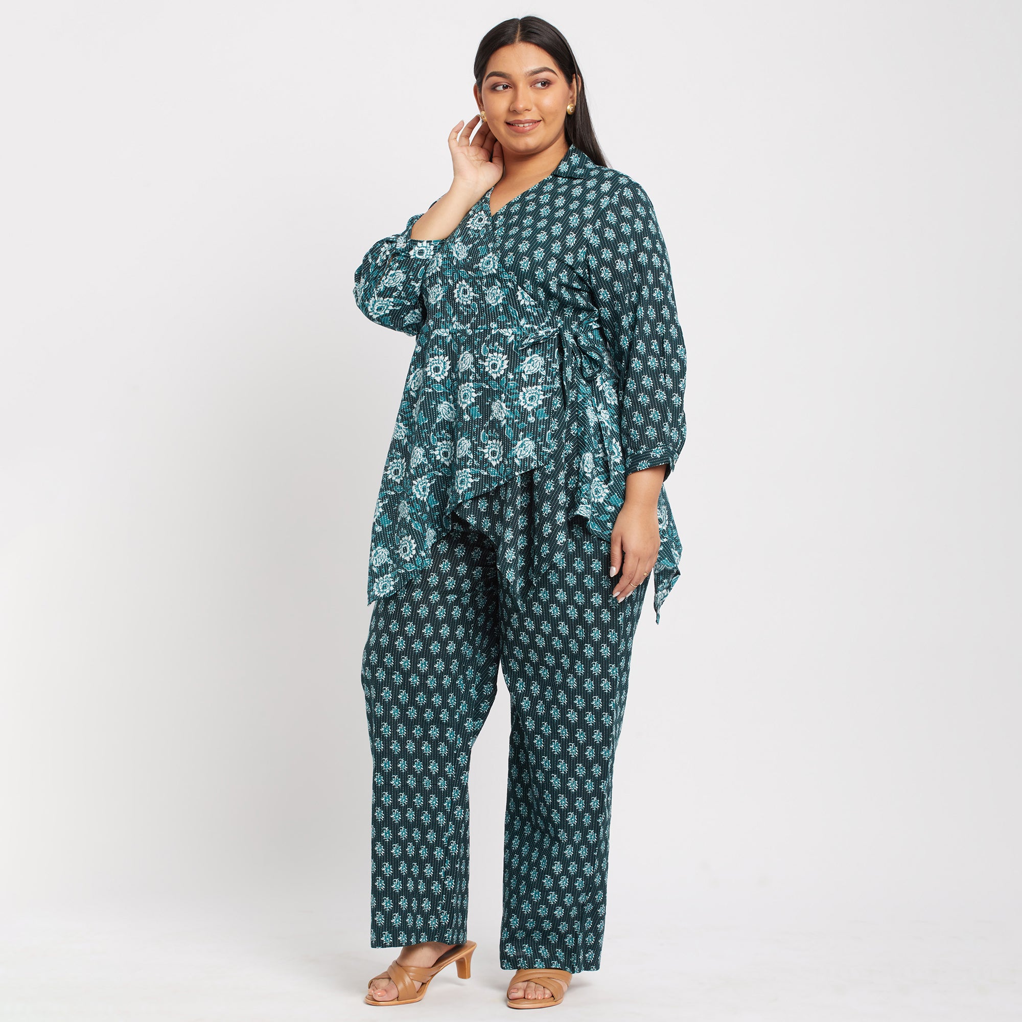 Printed Cotton Ethnic Plus Size Co-ord Set