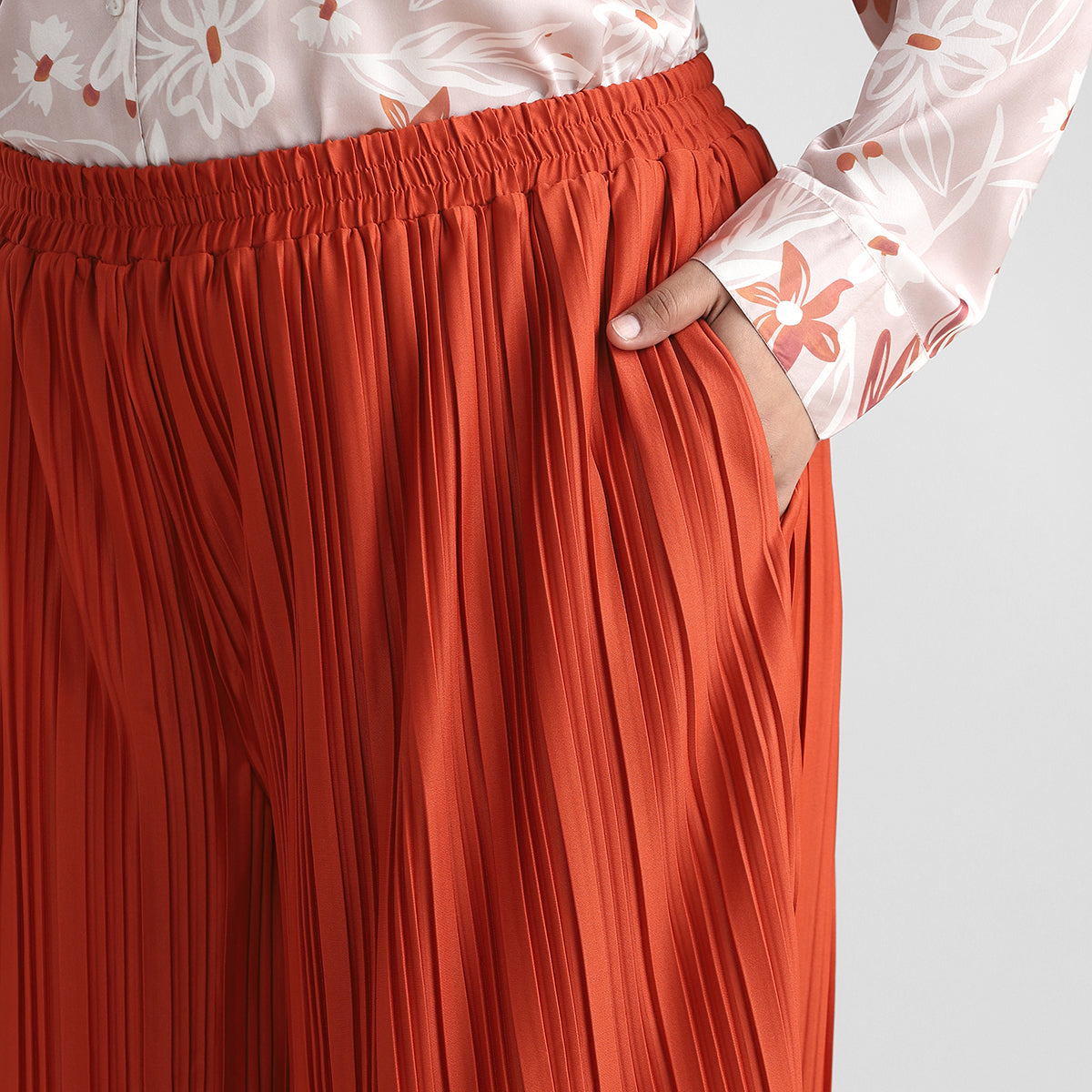 Crimson Pleated Plus Size Palazzo Pants