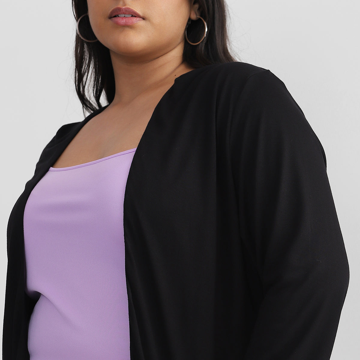 Simple Black Shrug For Plus Size 