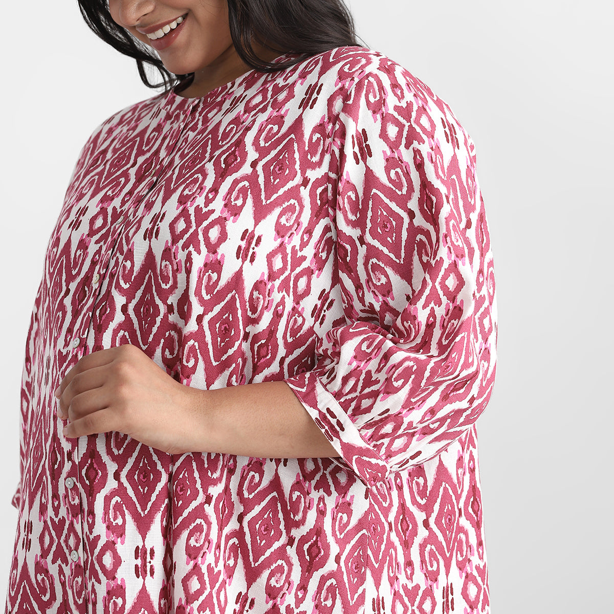 Ikat Print Cotton Plus Size Ethnic Co-ord Set