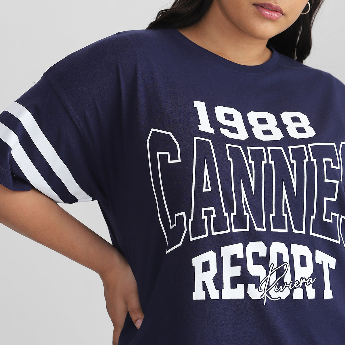 Cannes Navy T-shirt For Plus Size Women