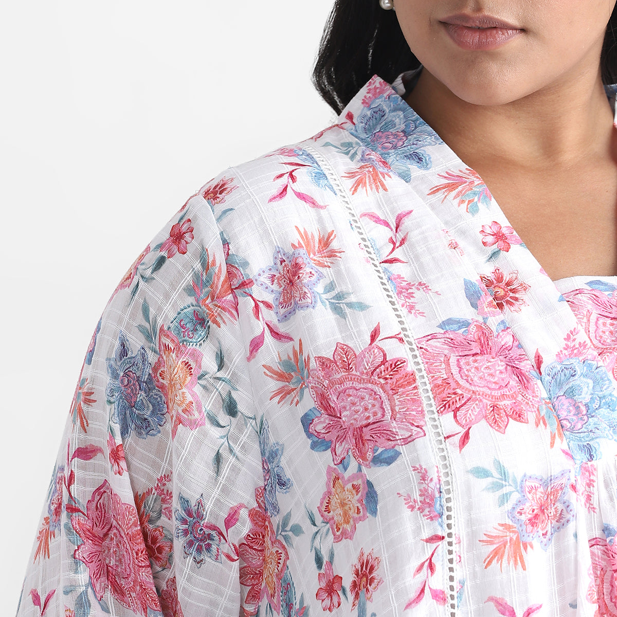 Pink Floral Ethnic Plus Size Tunic