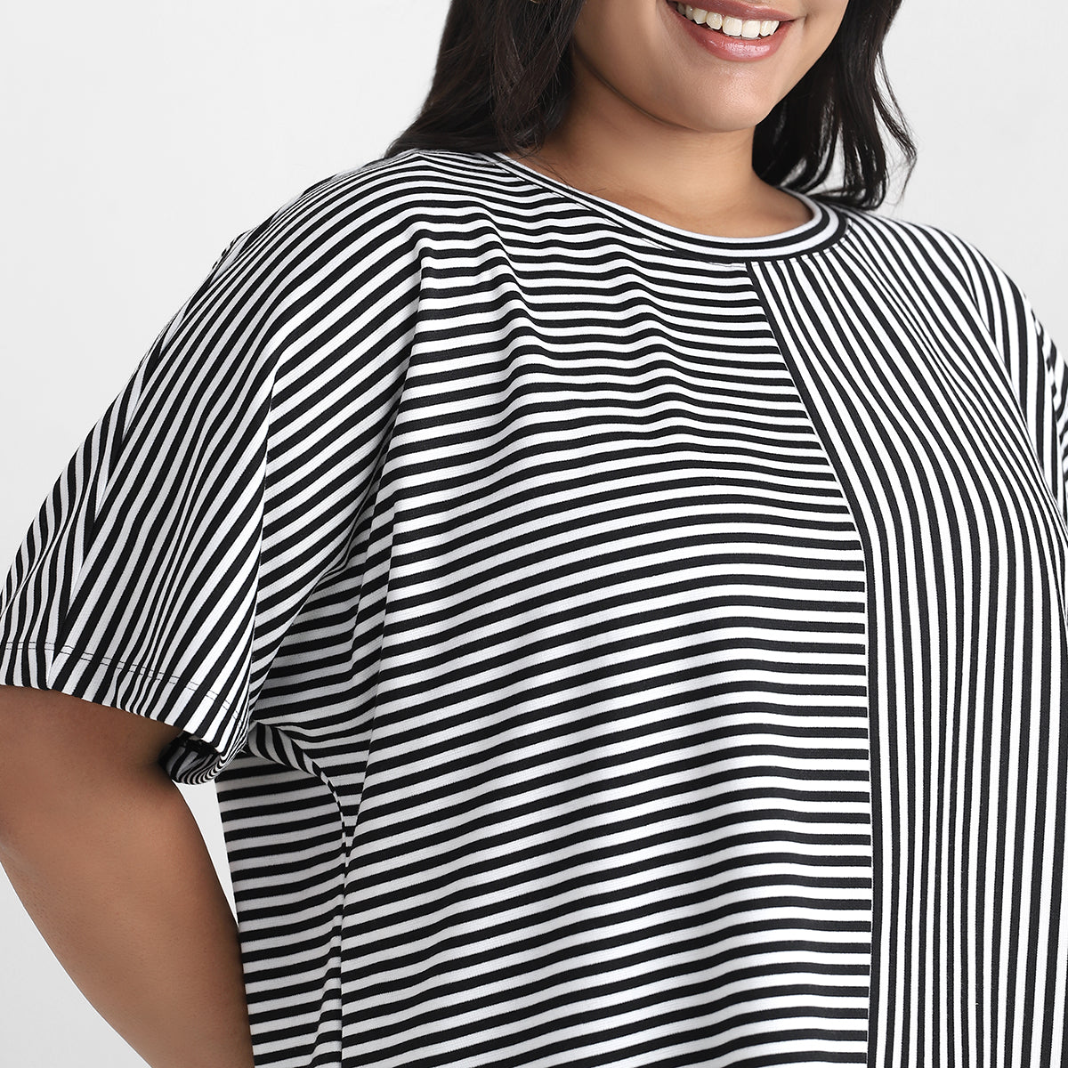 Monochrome Stripes Plus Size Tshirt