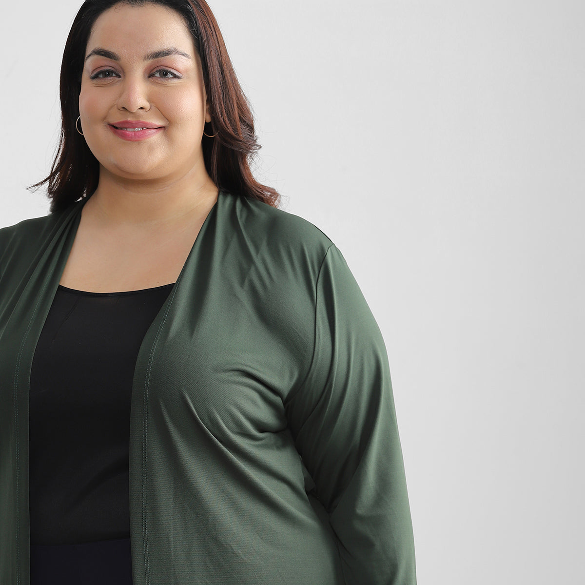 Olive Green Shrug For Plus Size 