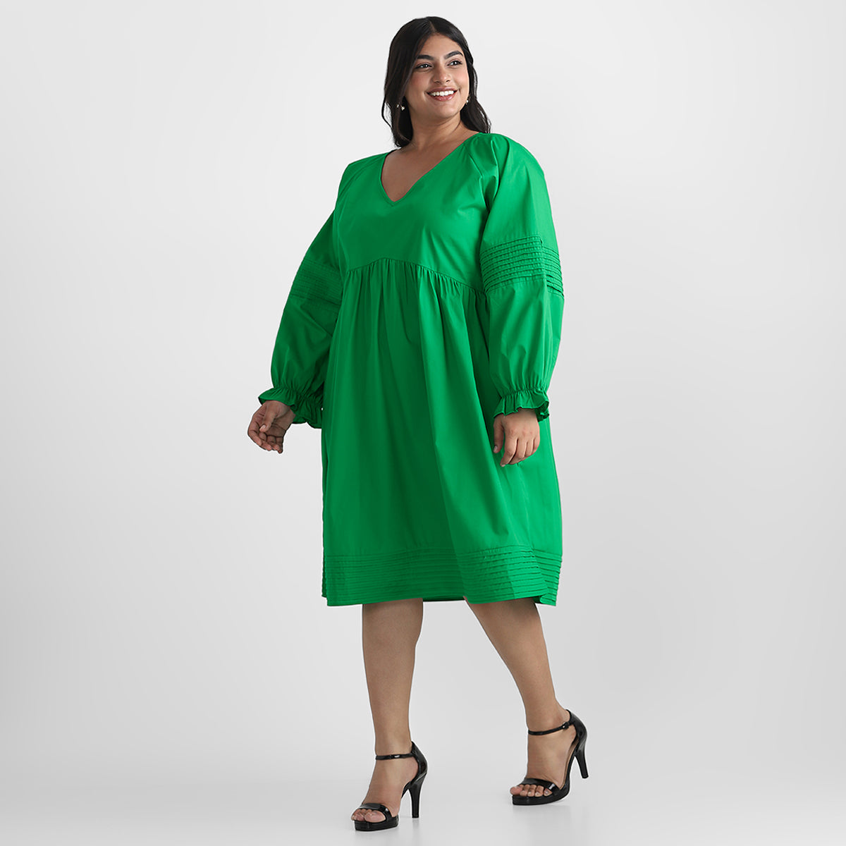 Green Cotton Plus Size Dress