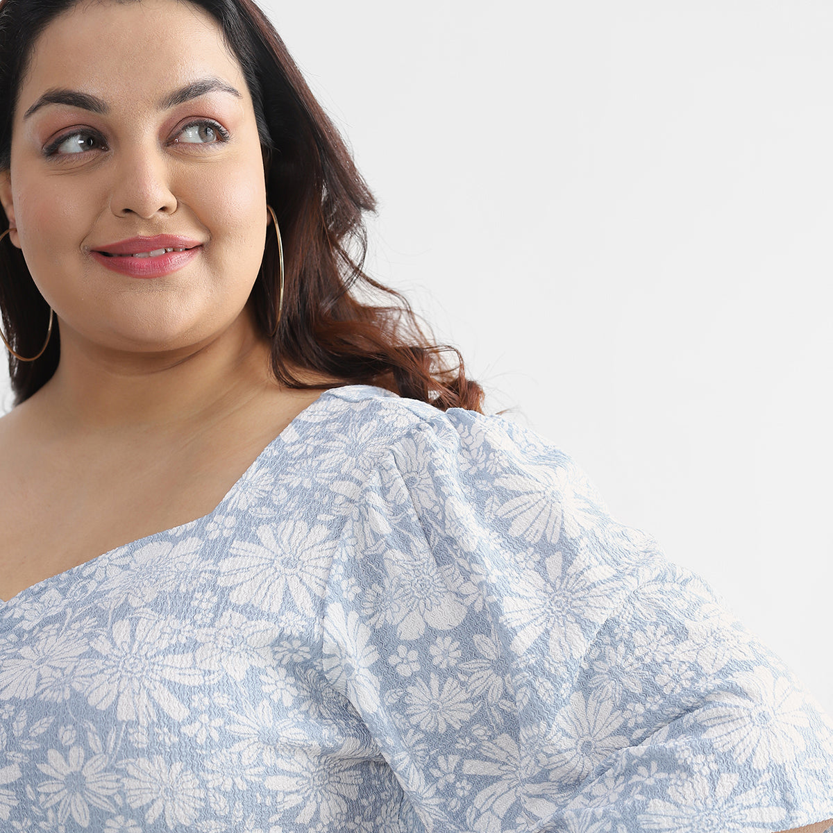 Plus Size Powder Blue Floral Dress 