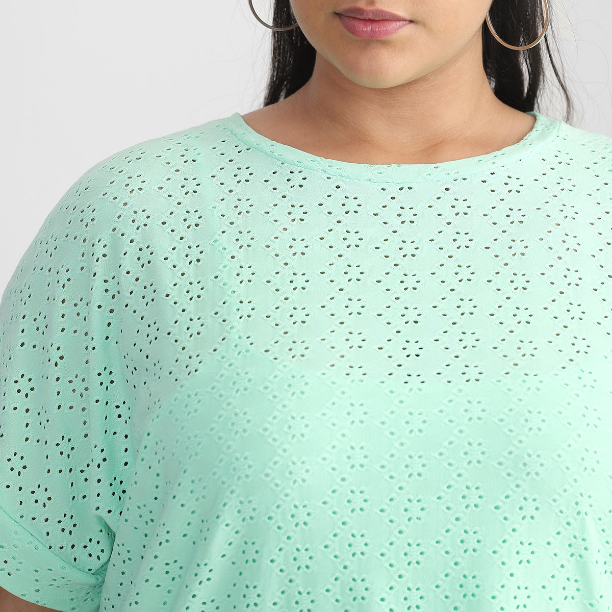 Plus Size Mint Cutwork top