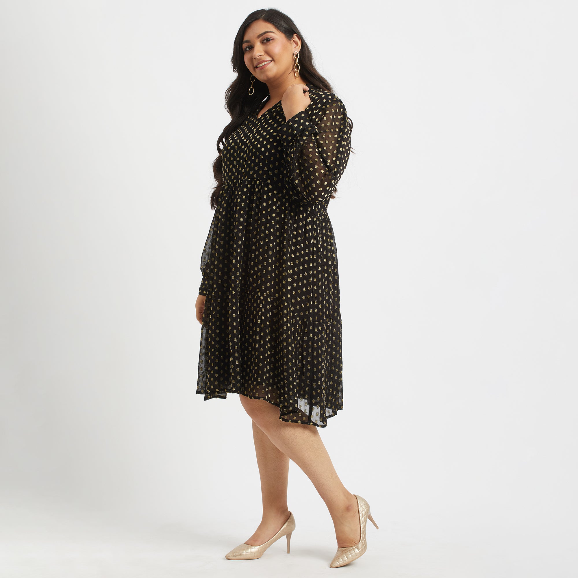 Tiered Lurex Dress For Plus Size Women