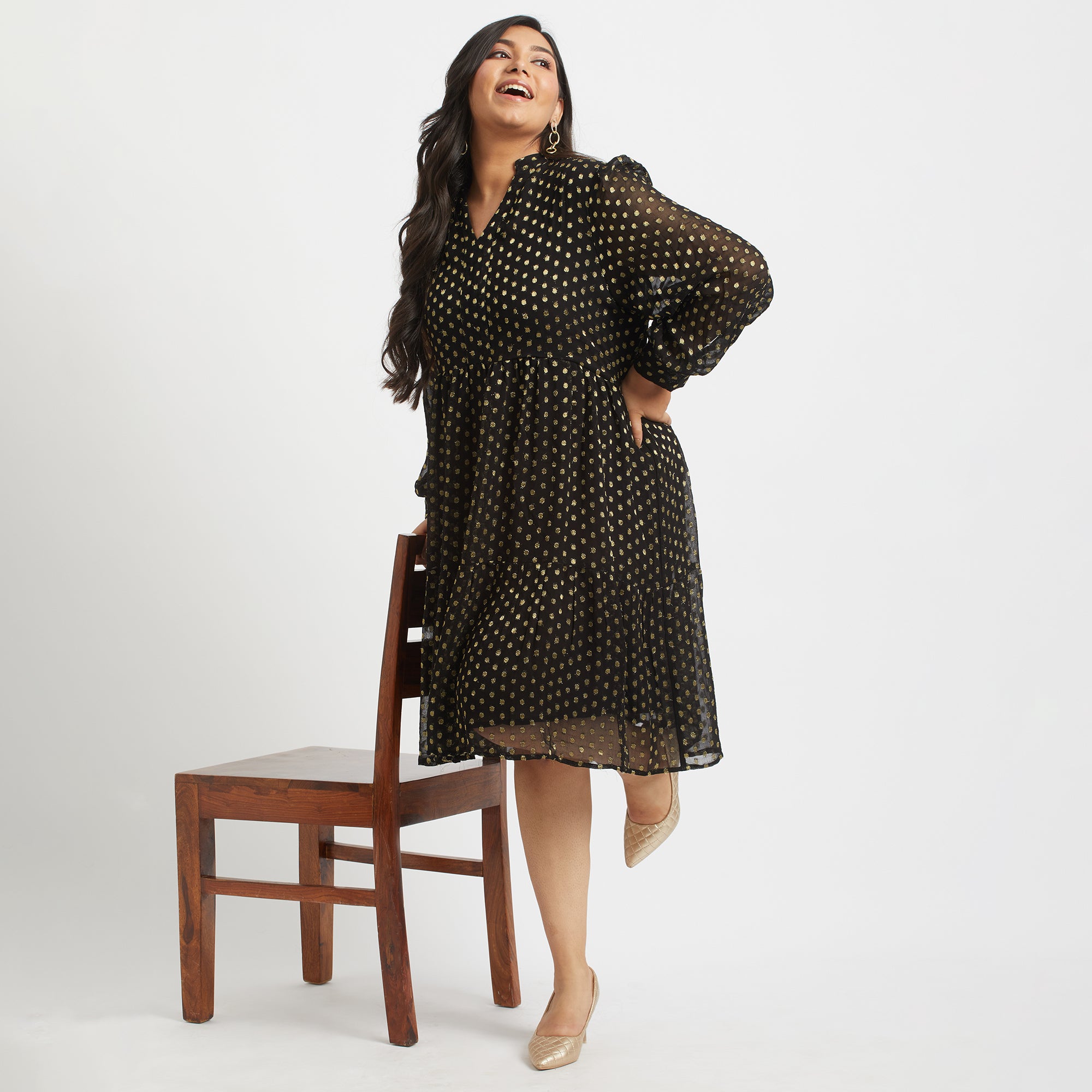 Tiered Lurex Dress For Plus Size Women