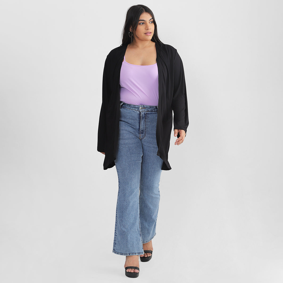 Simple Black Shrug For Plus Size 