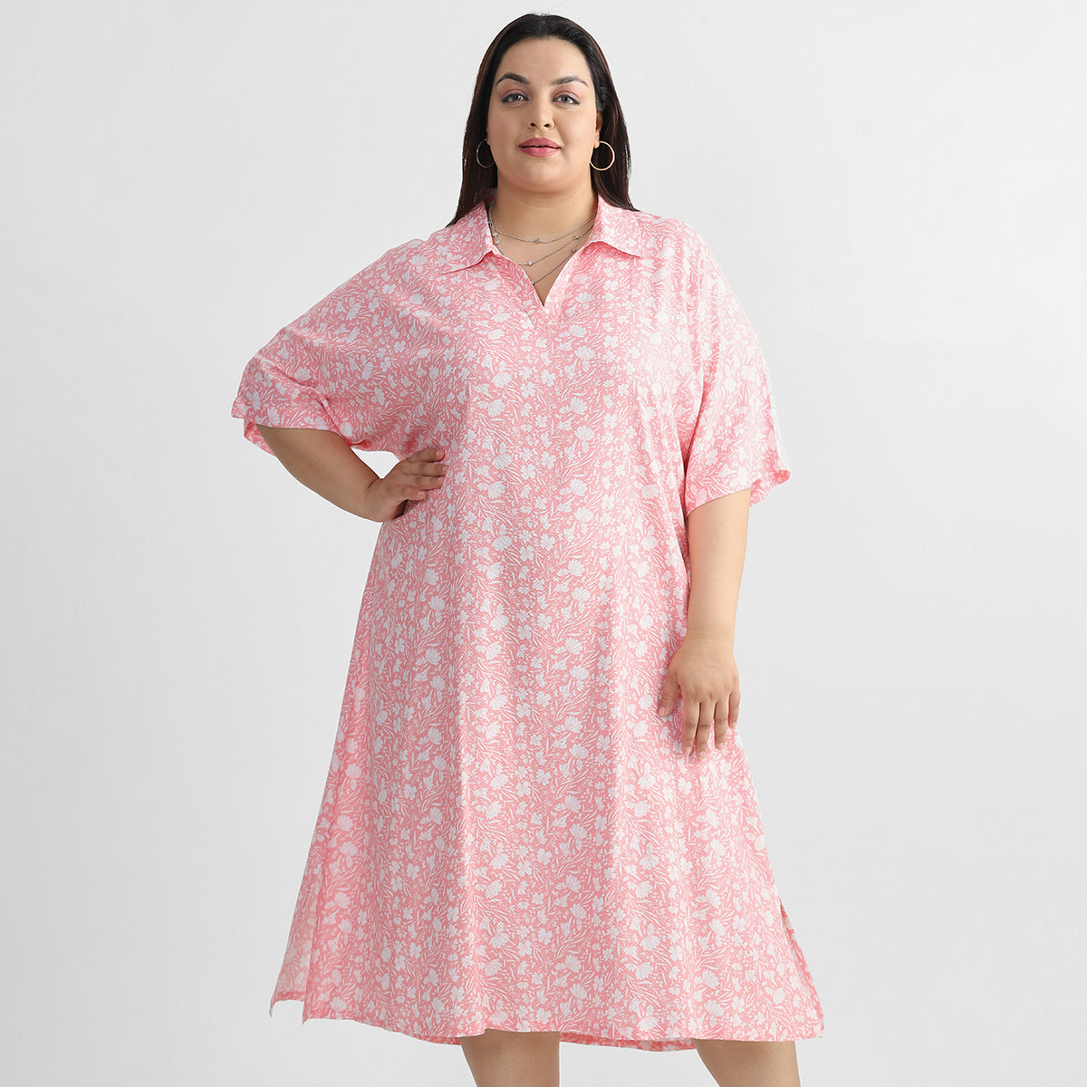 Pink Macaroon Kaftan Dress For Plus Size Women