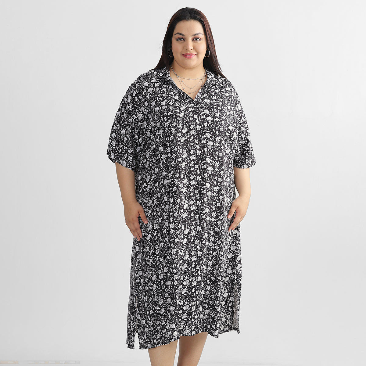 Floral Kaftan Dress For Plus Size Women