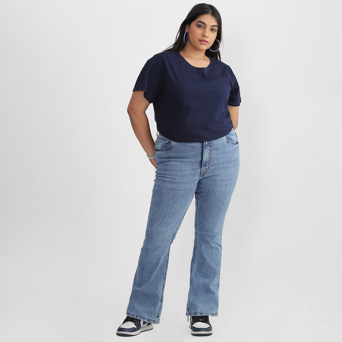 Plus Size Basic Navy T-shirt