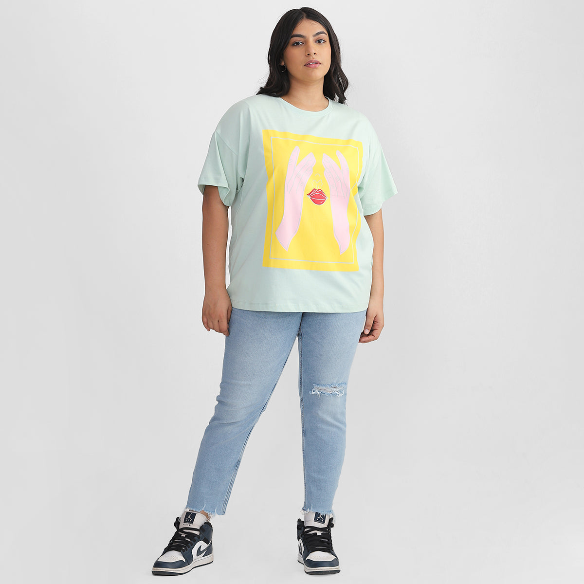 Rose Lips Mint T-shirt For Plus Size Women