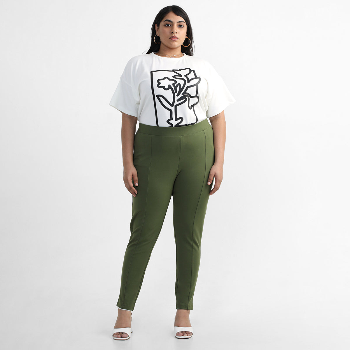 YOURS Plus Size Sage Green Stretch Leggings | Yours Clothing