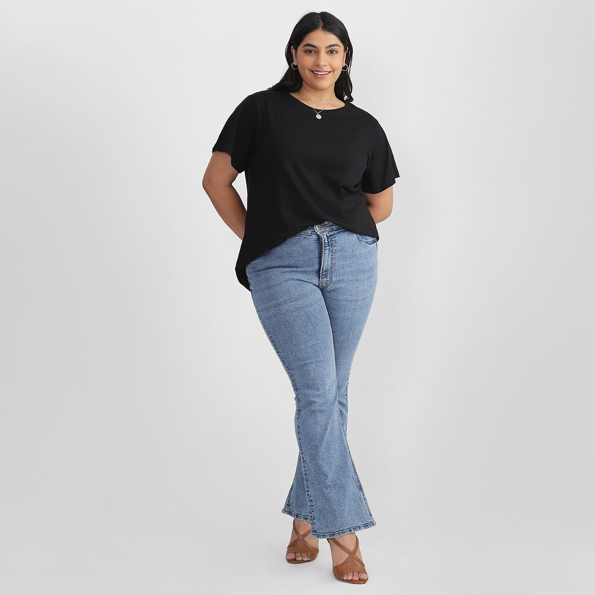 Basic Black T-shirt For Plus Size Women