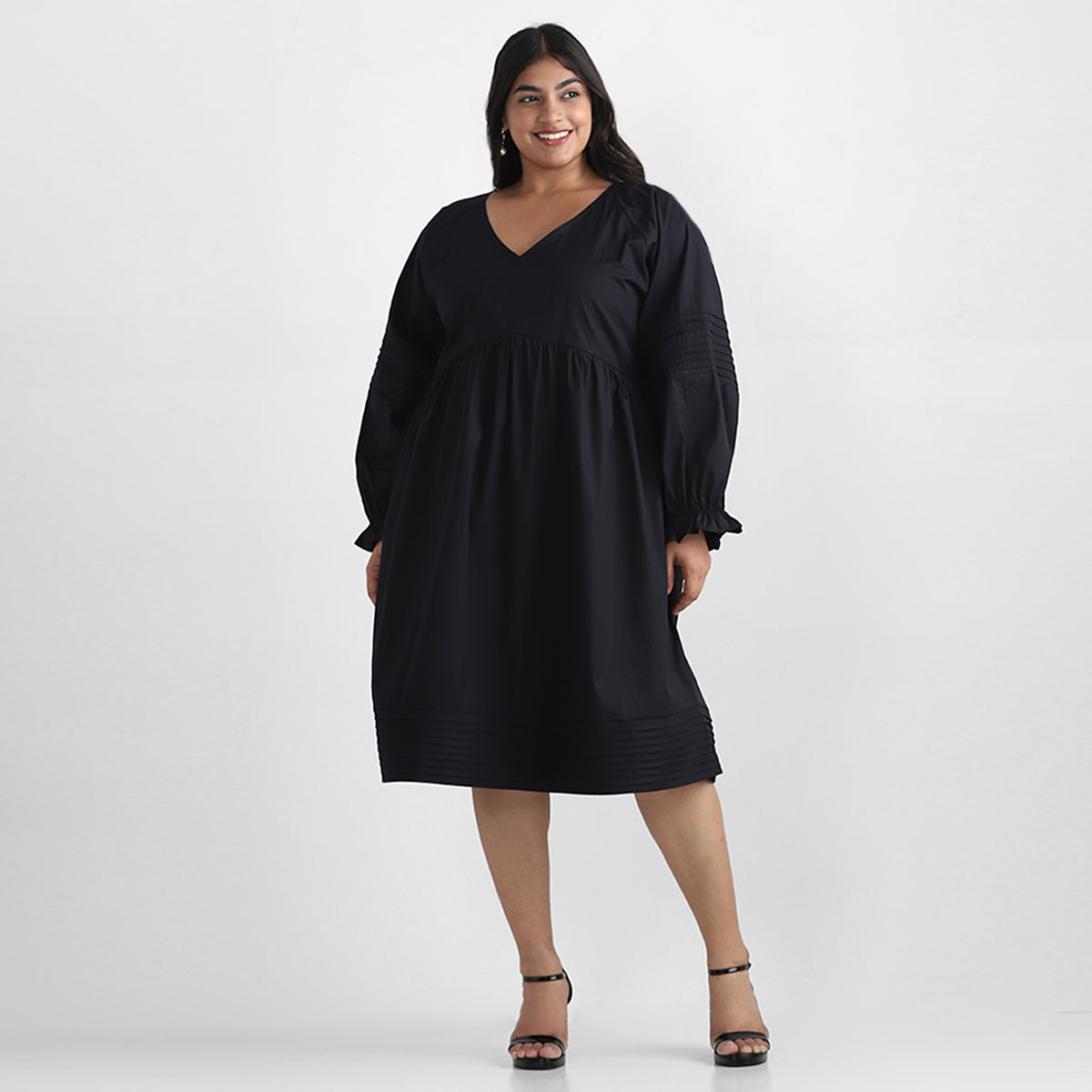 Black Cotton Plus Size Dress