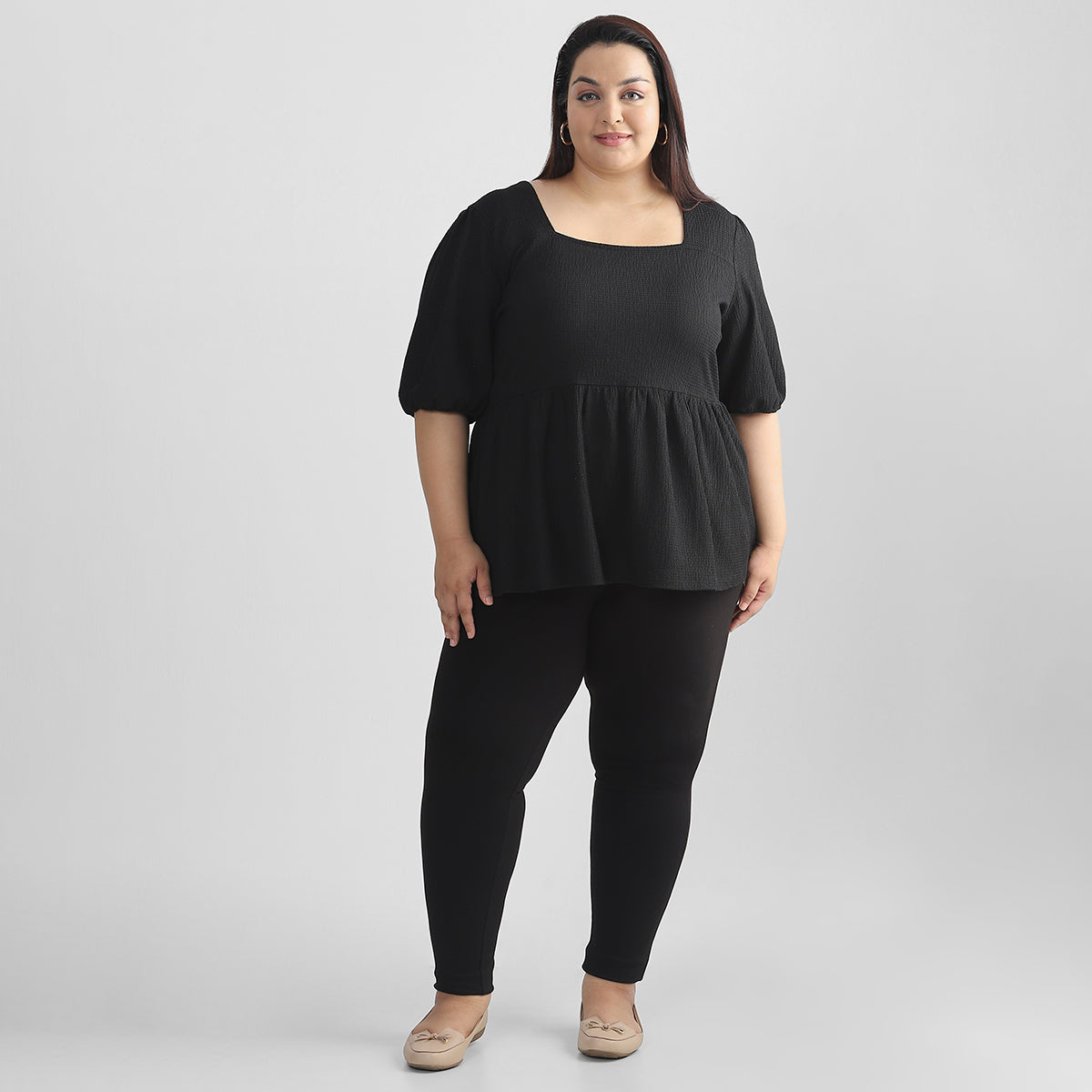 Simple Black Top For Plus Size Women