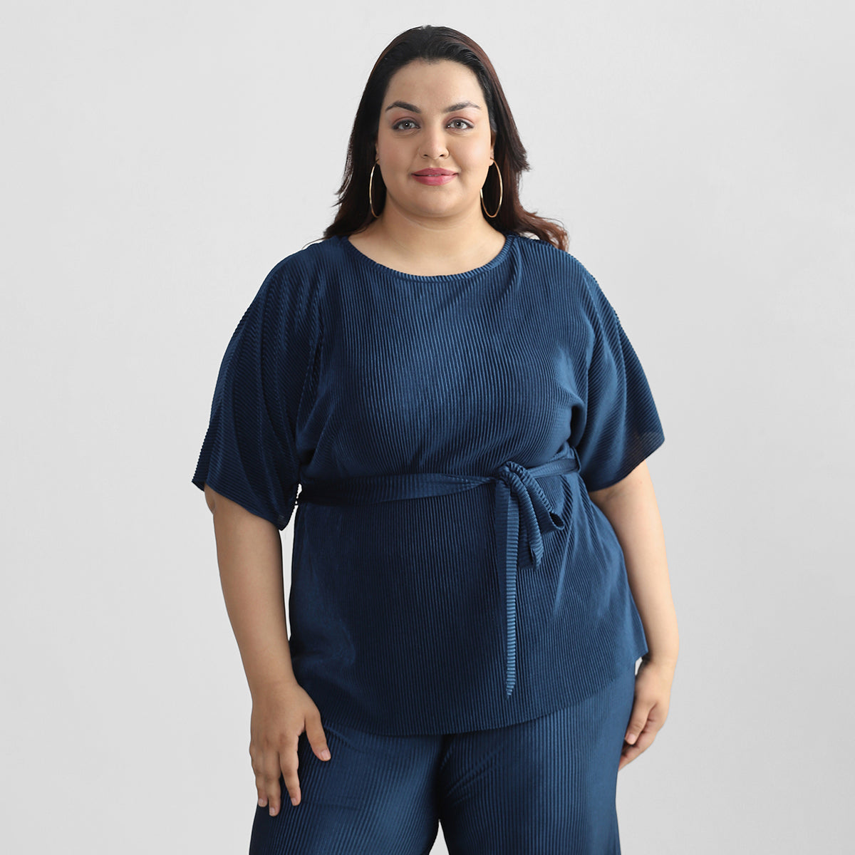 Navy Pleated Co-Ord Set